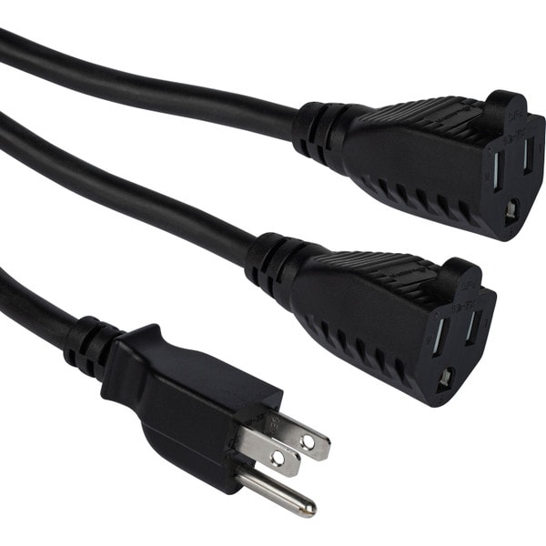 Main product image for 1 Ft. Dual Outlet Saver Black NEMA 5-15P to 5-15R 16 110-224